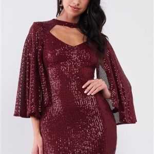 Sequin Angel Sleeve Mini Dress